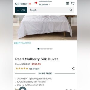 QEHome Pearl Mulberry Silk Duvet - Classic White super king size